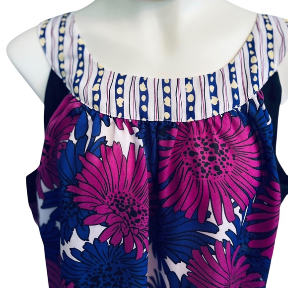 APOSTROPHE Woman Floral Print Sleeveless Blouse 16W 18W Purple Blue Black - Picture 6 of 6